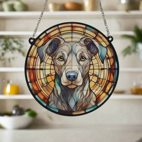 Greyhound Grey Stained Glass Effect Suncatcher
